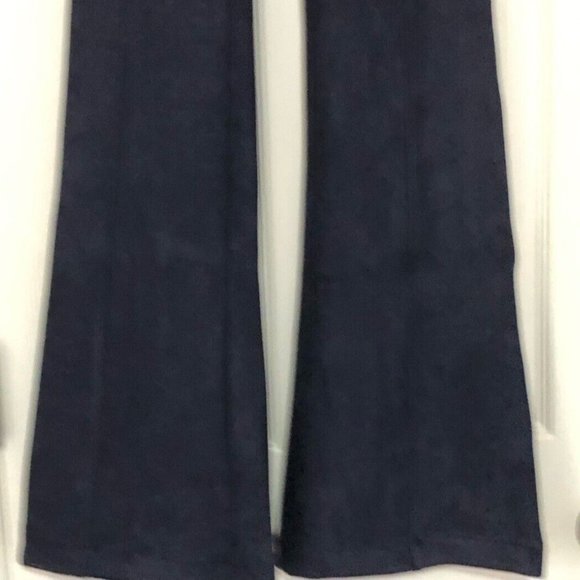SPANX Faux Suede Flare Pants Pull On Stretchy Slimming Navy Blue Boho NWT - Picture 5 of 10